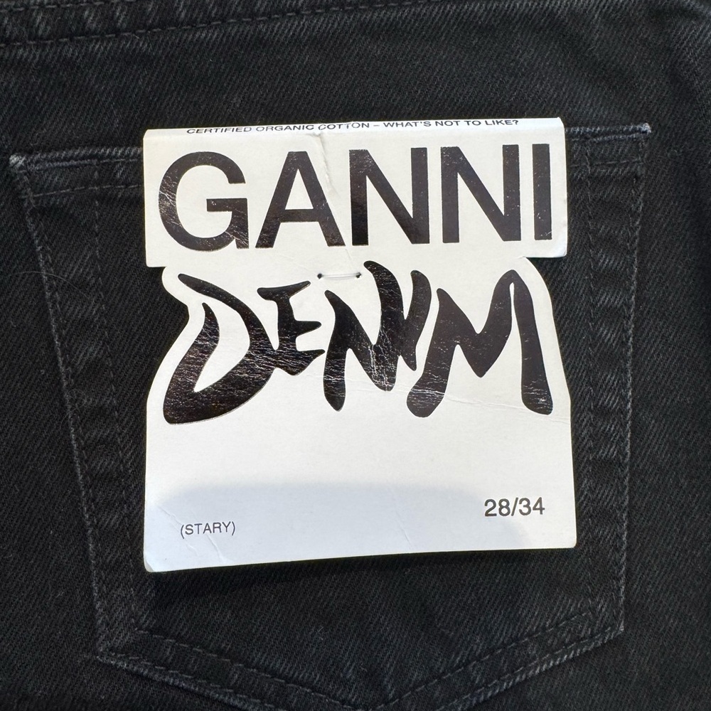 Ganni-NWT Stary Black Wash Denim Wide Leg Barrel Jeans - Picture 3 of 6